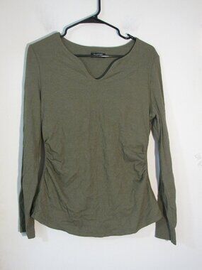 ChicMe Green Ribbed Blouse XL New NWOT Long Sleeve Built In Bra Stretch